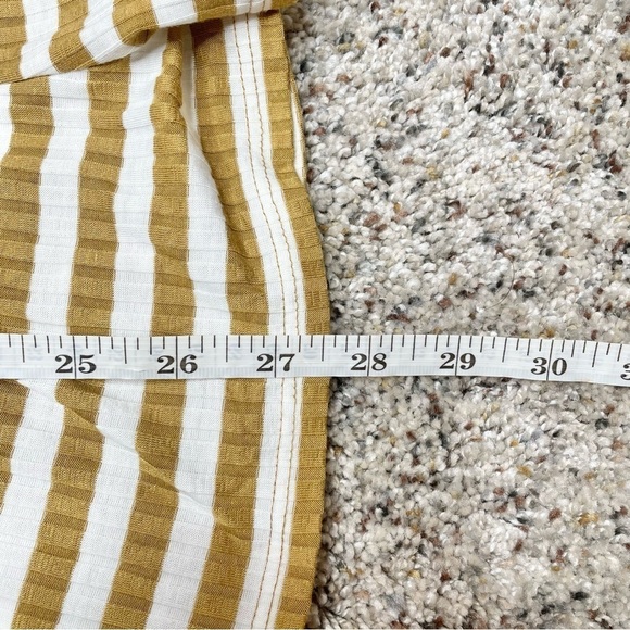 Urban Outfitters Ribbed Striped Surplice V-Neck Romper Gold Yellow White Small - Picture 11 of 11